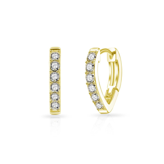 Gold Plated Huggie Hoop Earrings Created with Swarovski Crystals