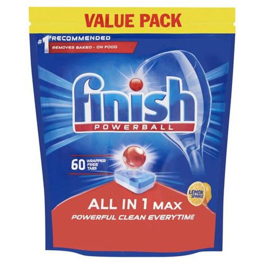 Finish Dishwasher Powerball Tablets All-in-1 Ref Lemon RB797723, Pack of 60