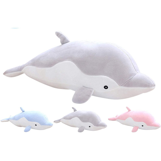 ( Ash) Dolphin Plush Hugging Pillow, Soft Large Dolphins Stuffed Animal Toy Doll Gifts for Kids, Valentine