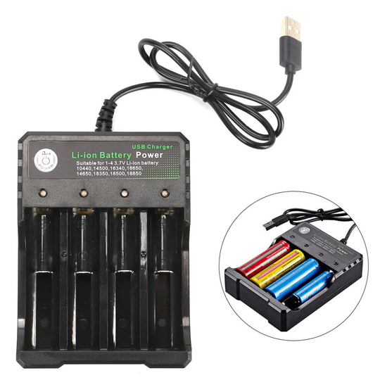 4-Slot 18650 Li-ion Battery Charger Dual for 4.2V USB Fast Charge