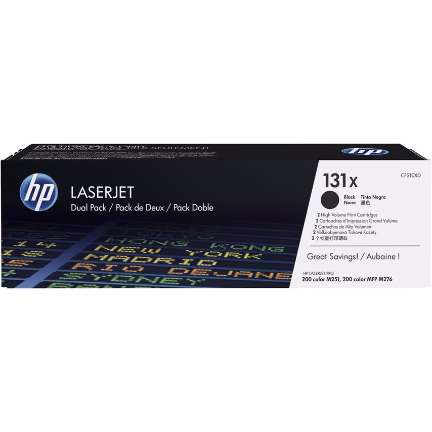 HP 131X Black High Yield Toner 2.4K pages Twinpack for LaserJet Pro M251/M276 -
