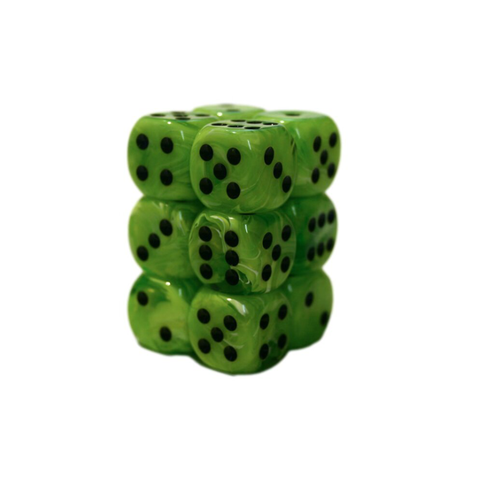 Chessex 16mm D6 Block - Vortex Dice Bright Green/black