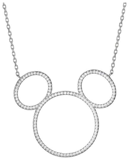 Disney Kid's Sterling Silver Cubic Zirconia Mickey Necklace
