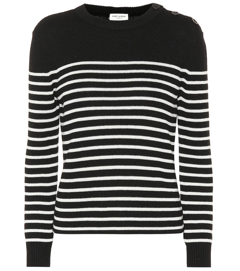 Striped cotton and wool sweater
