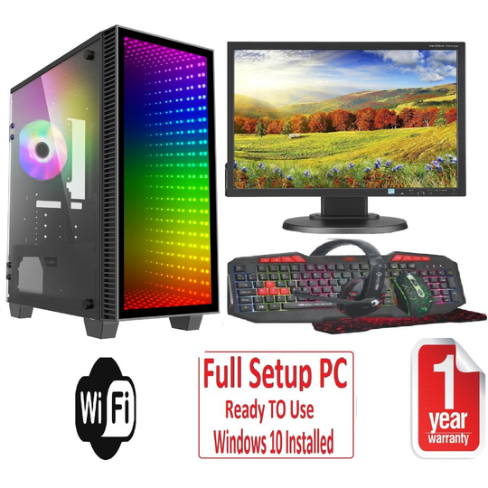 Fast Gaming PC Bundle - i5 16GB RAM 1TB+240GB SSD GTX1050TI 4GB 22'' Monitor ABYSS MIDI