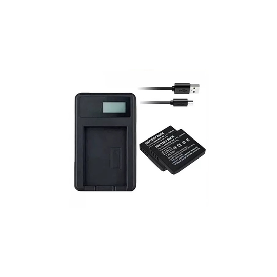 USB Battery Charger and 2 Batteries For Panasonic Lumix DMC-FS4 Digital Camera