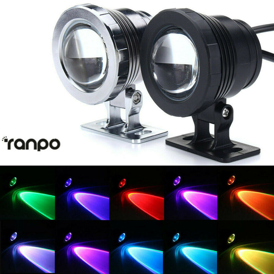 (Silver , 10W & AC/DC 12V) 10W 15W Waterproof RGB LED Underwater FloodLight Outdoor Garden Spotlight Lamp