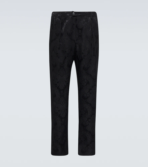 Paisley jacquard high-rise pants