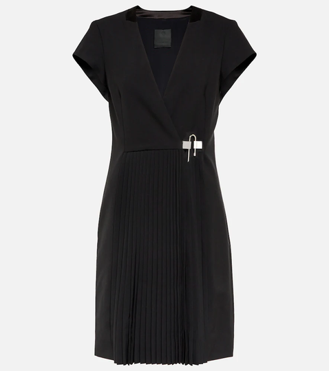 Wrap wool-blend mini dress