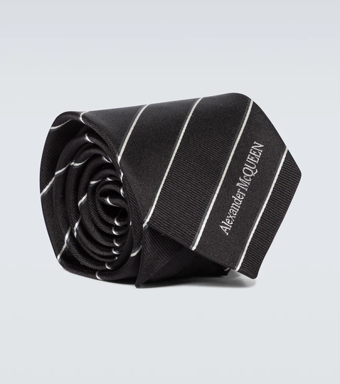 Striped jacquard silk tie