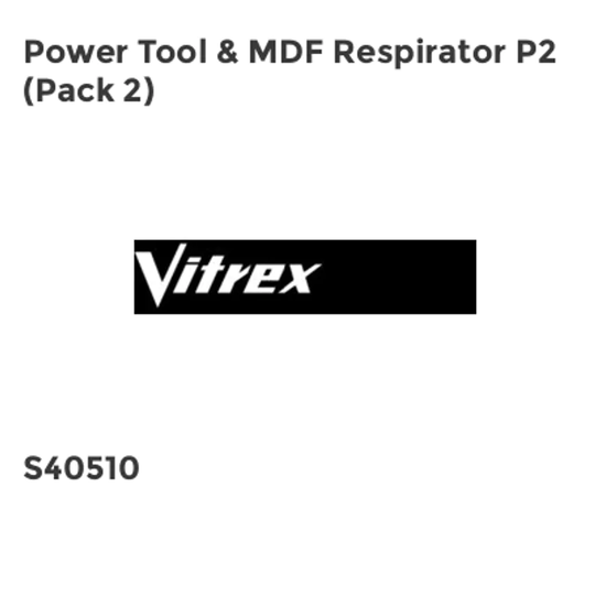 Vitrex Power Tool & MDF Respirator P2 (Pack 2)
