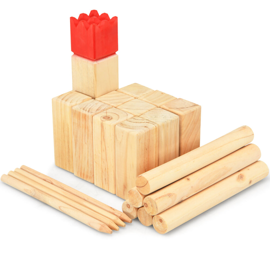 Kubb Game Set Wooden Yard Tossing Game Interactive Outdoor Game