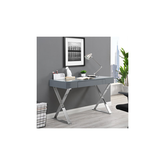 Mayline Laptop Office Computer Desk In High Gloss Grey
