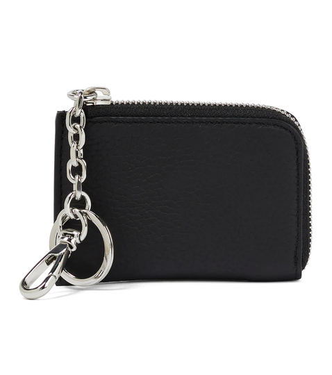 Leather card holder with keychain