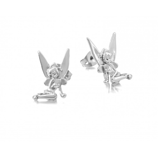 Disney White Gold-Plated Sitting Tinkerbell Fairy Stud Earrings