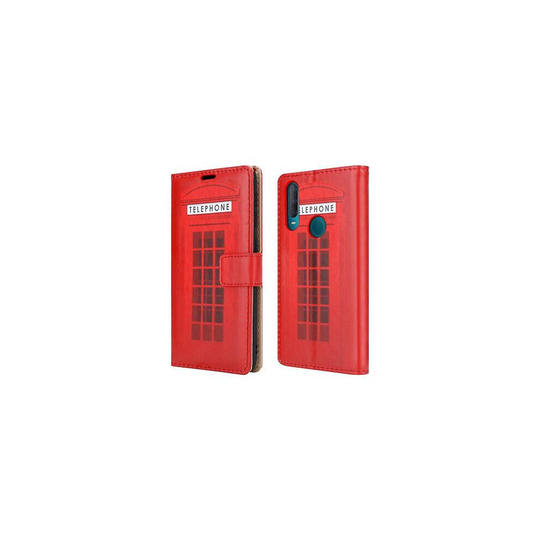 Alcatel 3X (2019) 5048Y Case Slim Leather Wallet Flip Phone Case Cover (Telephone Booth Print)