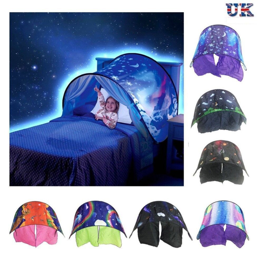 (Dinosaur) Kids Bed Dream Tents Foldable with LED Light