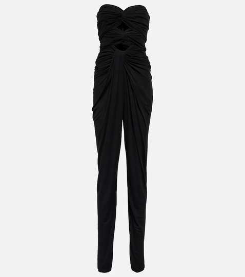 Bandeau cutout jersey jumpsuit
