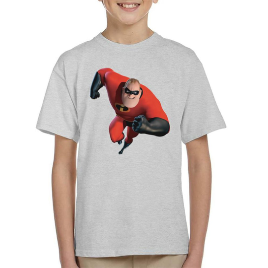 (X-Small (3-4 yrs), Heather Grey) Disney Mr Incredible Run Kid's T-Shirt