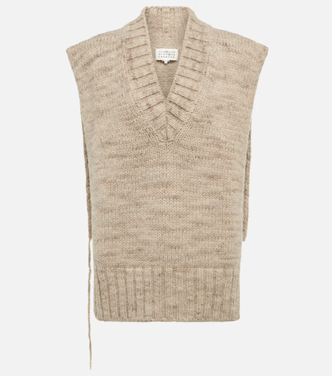 Alpaca, cotton, and wool sweater vest