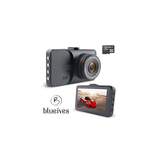 Blueives 1080P FHD In Car Dash Cam Camera DVR Metal Driving Video Recorder 8 IR LED Lights Super Night Vision 140°Wide Angle with WDR, Loop
