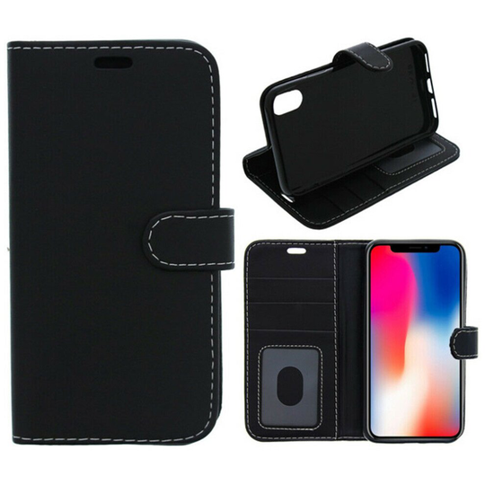 (BLACK) For Samsung Galaxy A01 Core Phone Case, Cover, Flip Wallet, Folio, Leather /Gel