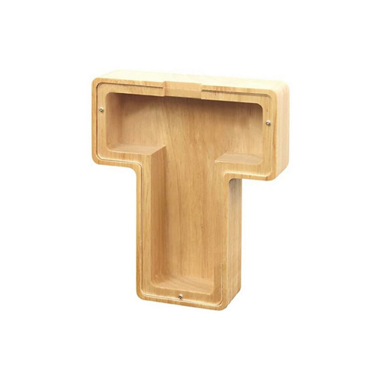 (T) Wooden Letter Piggy Bank English Alphabet Coin Money Storage Boxes Xmas Gifts Birthday Gifts