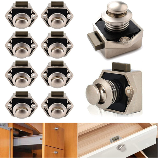 10X Mini Push Button Drawer Cupboard Door Catch Lock Caravan Motorhome