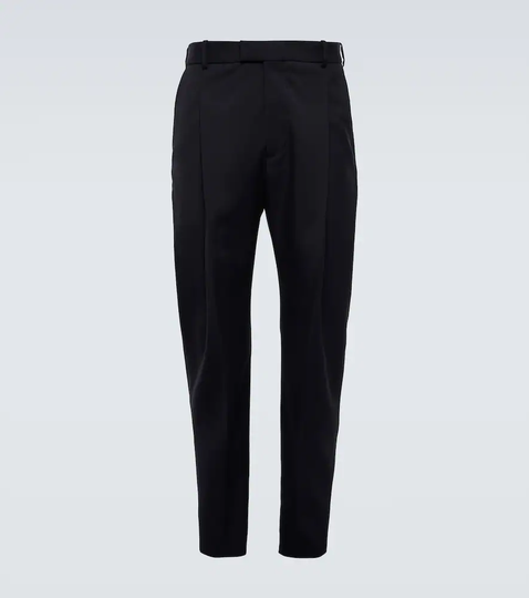 Cropped pleated wool pants