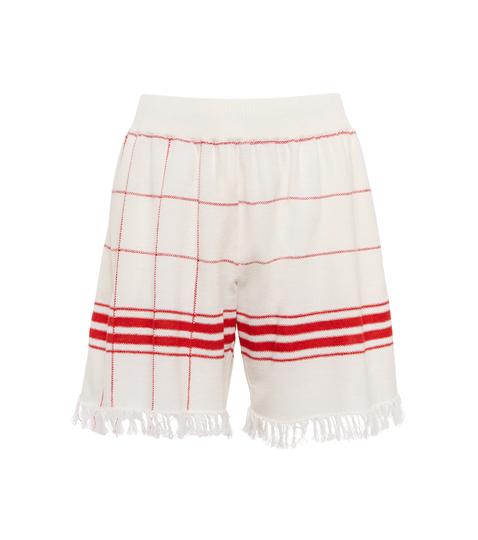 Checked wool and linen-blend shorts