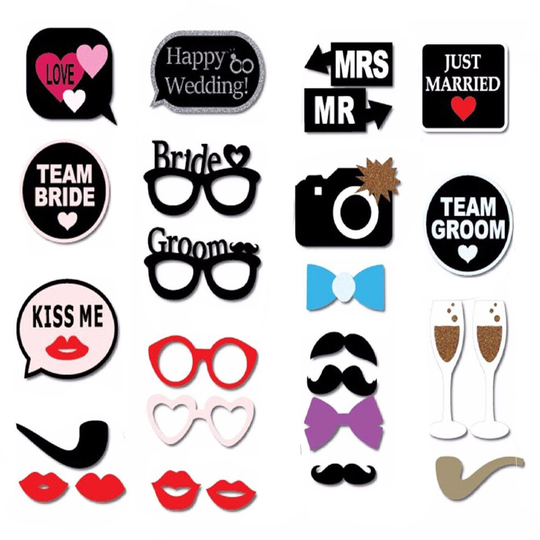 ( 26pcs - Wedding Props ) Theme Photo Booth Cardboard Party Props Assorted Designs for DIY Projects