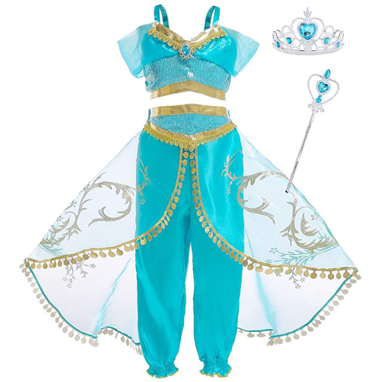 (AmzBarley9-10 Years) Princess Jasmine Dress Up Costumes
