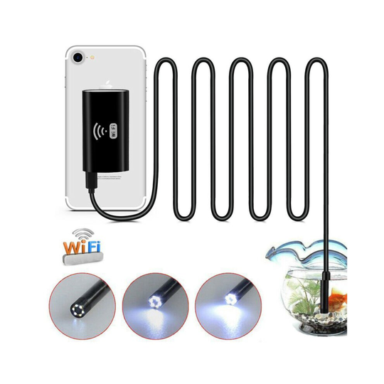 HD Waterproof Wifi Endoscope iPhone Borescope Inspection 6LED Camera