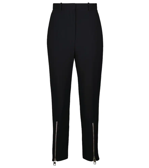 High-rise slim crêpe pants