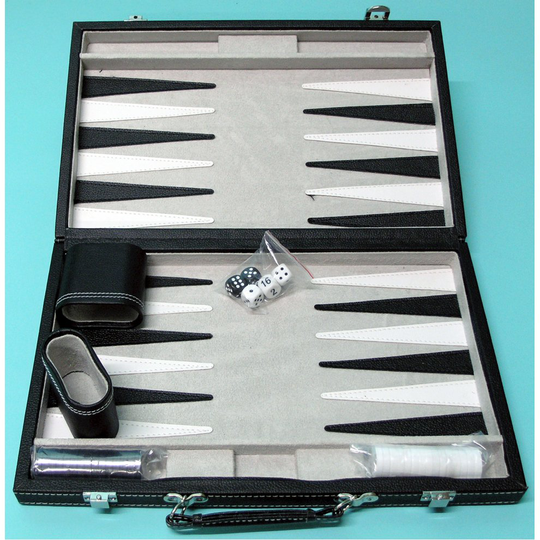 Leatherette backgammon set, 15 inch 00465