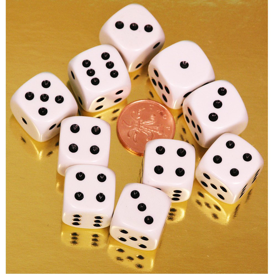 Spot dice, pack of 10 x 22mm. diameter-00566