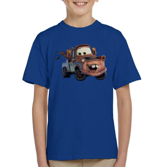 (X-Small (3-4 yrs), Royal Blue) Disney Cars Tow Mater Smile Kid's T-Shirt