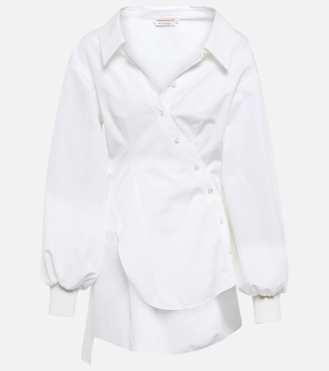 Asymmetric cotton poplin shirt