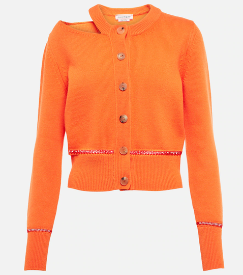 Cutout wool cardigan