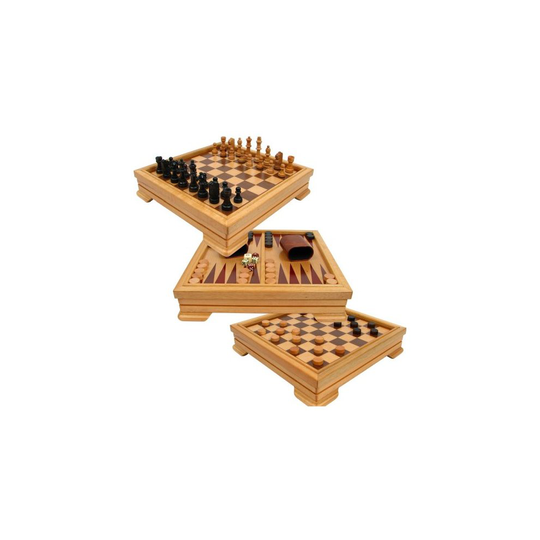 Hey! Play! Deluxe 7-in-1 Game Set - Chess - Backgammon Etc, Brown (12-2072)