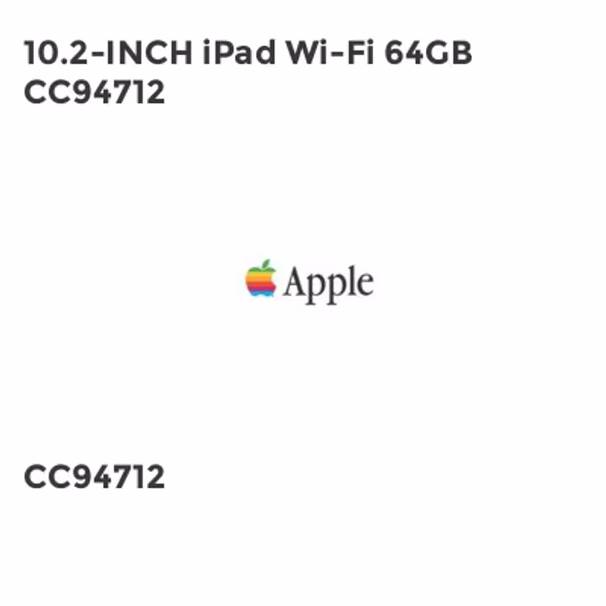 Apple 10.2-INCH iPad Wi-Fi 64GB CC94712