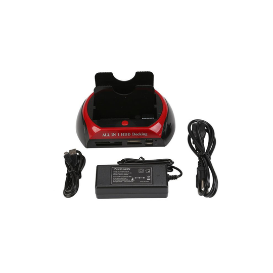 2.5" 3.5" Dual Hard Drive HDD Docking Station USB Dock Card Reader