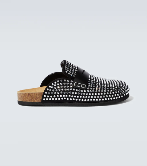 Embellished leather mules