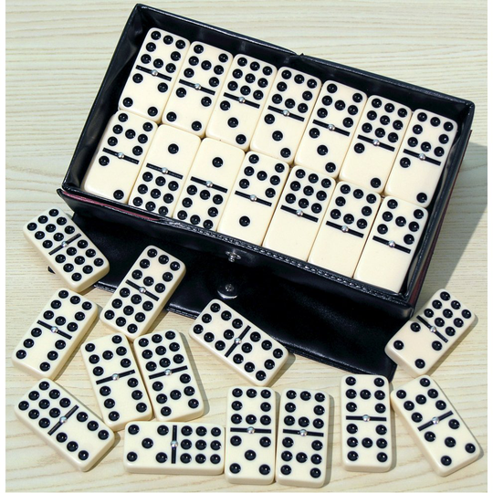Double nine dominoes with black spots & spinners 00122