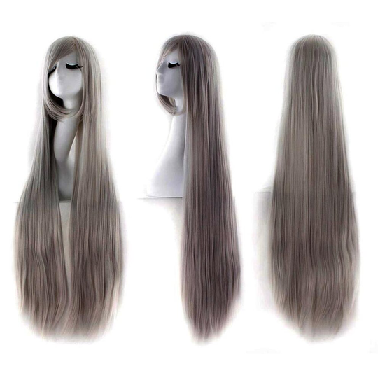 (7. Gray) Womens Long 100cm Straight Cosplay Fancy Dress Party Wigs