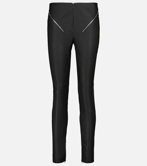 High-rise slim leather pants
