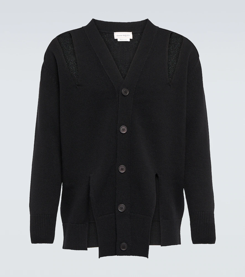 Cut-out wool cardigan