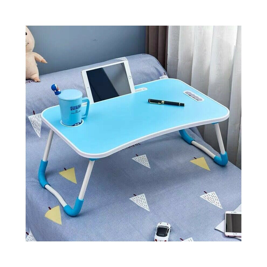 (BLUE HOLDING TRAY) CMY Folding Laptop Bed Lap Tray Holding Cup Slot