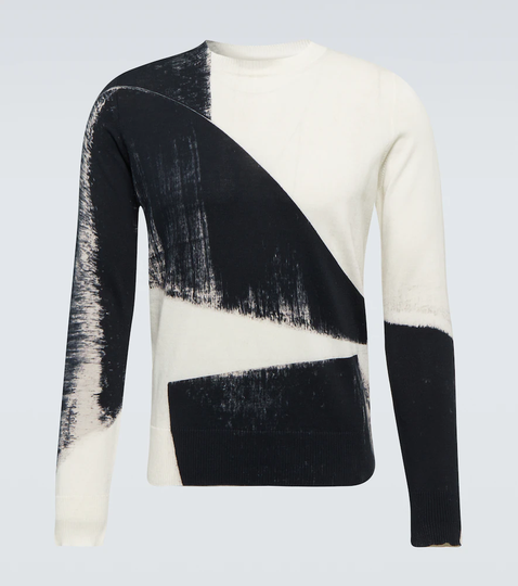 Brushstroke jacquard cotton sweater