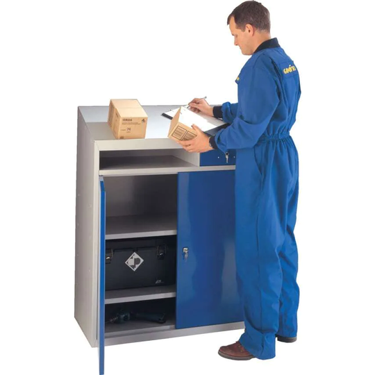 Matlock 1200 x 915 x 460mm Slope Top Standard Workstation Light Grey/Blue